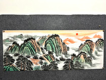 Meiqi Painting Academy small six feet 1 8*0 7 meters pure hand-painted traditional Chinese calligraphy and painting of Mount Tai and the five mountains.