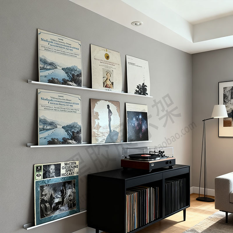 Vinyl Record Display Rack Album Wall Hanging Iron Art Black and White Metal Vinyl Record Storage Rack Lp/Cd