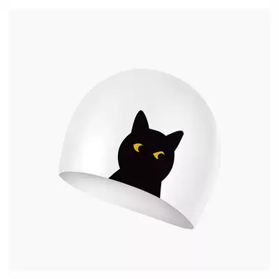 Personality swimming cap female long hair Korean fashion swimming cap male black cat cute swimming cap adult waterproof silicone sexy