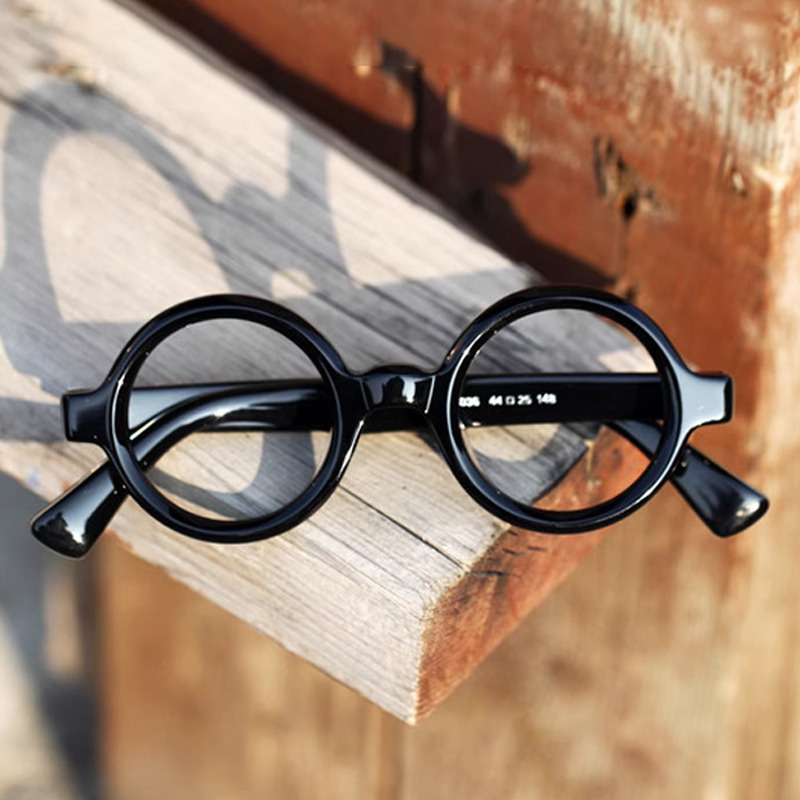 Cobbseye Round Frame Glasses for Myopia, Black Frame Round Acetate Eyeglass Frame for Men and Women, Model 6036