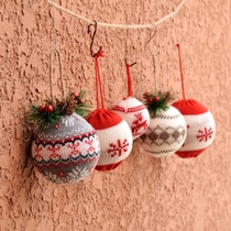Christmas tree decoration pendant wool ball 10cm Christmas ball fabric hanging ornaments kindergarten household do not drop powder ins