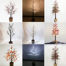Dead Branches Building Simulation Persimmon Tree Branches Floor Lamp Decoration Pendulum with Lucky Fat Fruit Red berries Luminous Trees