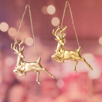 Golden Deer Pendant Christmas Ornaments Window Siding Elk Kindergarten Wall Atmosphere Arrangement Party