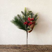 Christmas Inserts Pine Tarpine Nuts Fake Leaves Emulated Leaves Decorations Door Hanging Red Berries Fruit Emulated Flowers Photo Props