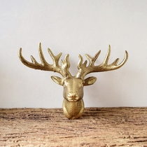 Golden Solid Small Deer Head Wall-mounted Decoration Prospectus Home Nordic Style Christmas Ornaments Deer Corner Wall Background