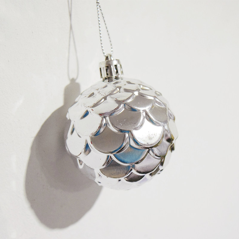 8cm Silver Color Jersey Christmas Ball Decoration 10cm Profiled Hollow Plastic Ball Christmas Tree Pendant Plated Ball Wedding