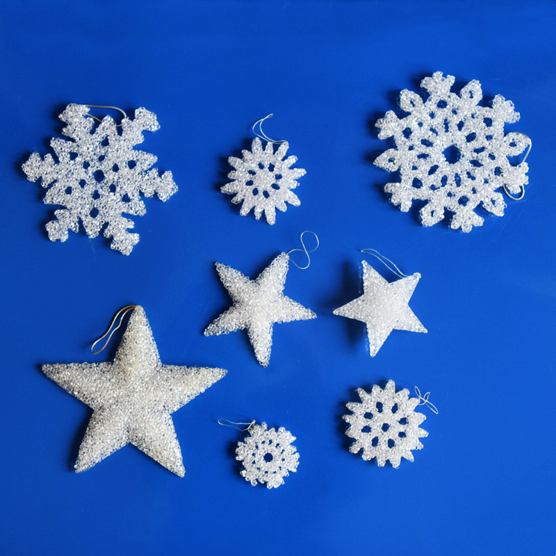 Christmas snowflakes Decorative Acrylic Plastic Solid White Pendant Shop Windows Arrangement Props Christmas Tree Pendants