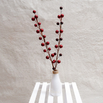 New Year Red Fruits Single Branches Berries Emulation Flowers Vines Christmas Decorations Fake Flowers Branches Red Bean Hair Treasure