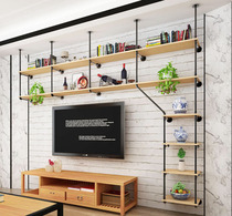 TV background wall shelf Wrought iron shelf Ceiling mounted wall mounted living room background wall integral shelf