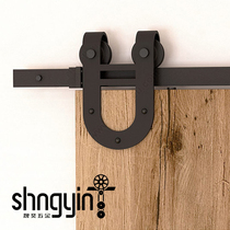 Barn door hanging rail Kitchen indoor partition door sliding door set Bathroom doorman bath door European-style sliding door hanging rail