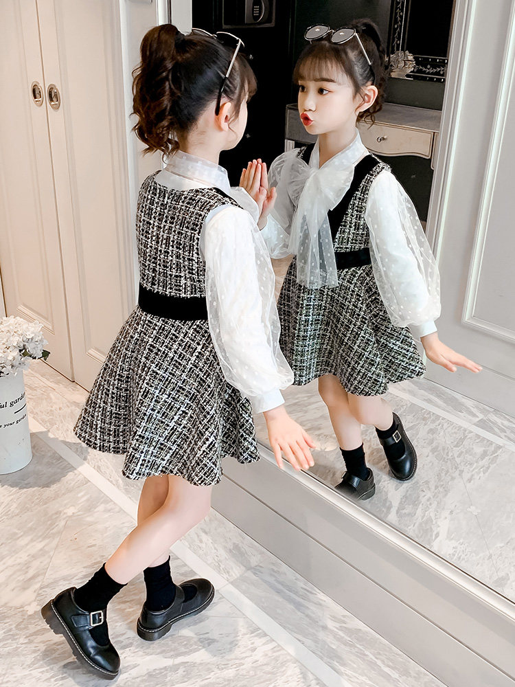 Hong Kong tide brand girls dress 2021 new Korean version of the Internet celebrity in the big children's spring dress small fragrance children's princess dress