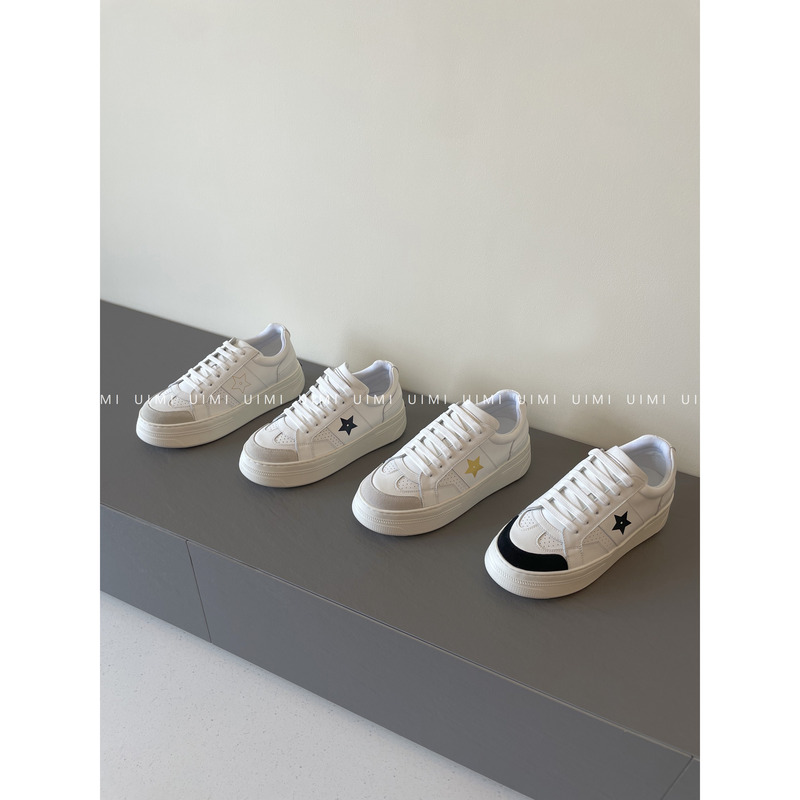 Uimi/ Fashionable Star! 24Ss New Style Five-Pointed Star Color-Blocked Platform Thick-Soled Height-Increasing Casual Shoes White Shoes for Women Uimi/ Fashionable Star! 24Ss New Style Five-Pointed Star Color-Blocked Platform Thick-Soled Height-Increasing Casual Shoes White Shoes for Women