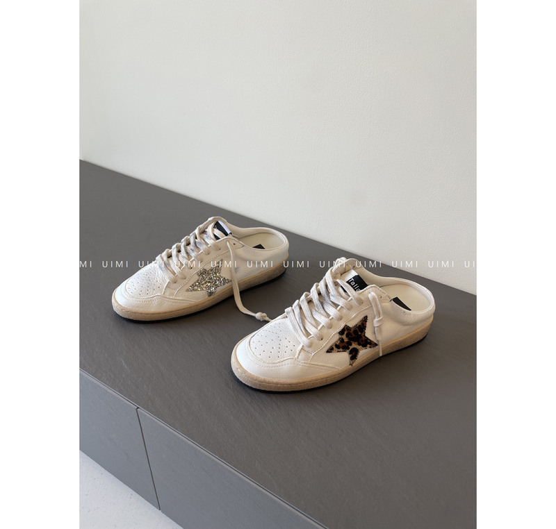 Uimi/ Export Channel! New Color! Star Distressed Sneakers, Casual Slip-On Shoes, Lazy Half-Slippers for Women