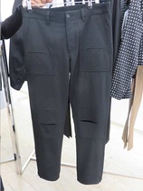 Dior Homme Dior 19FW Wrecking hole pocket hems zipper Black slacks Trousers