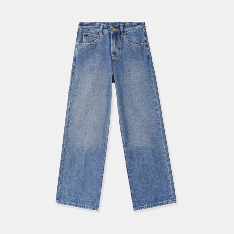 Epide Prefab Washed Vintage Loose Old Money Style Commuter Straight-Leg Blue Black Wide-Leg Jeans for Men Trendy