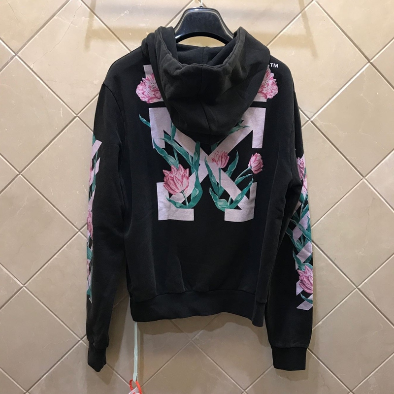 Off-White C/O Virgil Abloh Ow White Arrow Floral Black Pullover Sweatshirt Hoodie