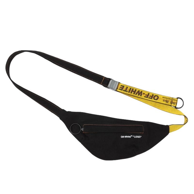 Off-White C/O Virgil Abloh 19Ss Letter Logo Black and White Canvas Waist Bag