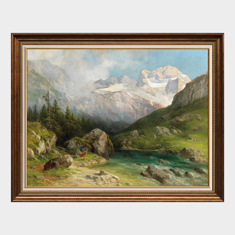 World name oil painting European-style classical scenery landscape hand-painted living room sofa Background wall Villa Fireplace Decoration 660-Taobao