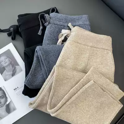 Joker hands two fashionable super thin loose casual 60 ultra-fine wool thick knitted pants grandma pants