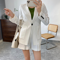 White Temperament Suit Jacket Woman Little Sub Casual Shorts Suit Fashion Two Sets Summer 2021 New