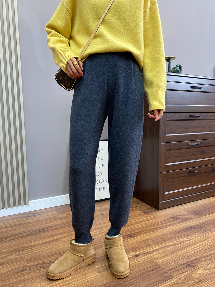 Thickened Encrypted Wool High-Grade Double-sided Knit Thick Muscular Casual Clothing Pants Autumn and Winter