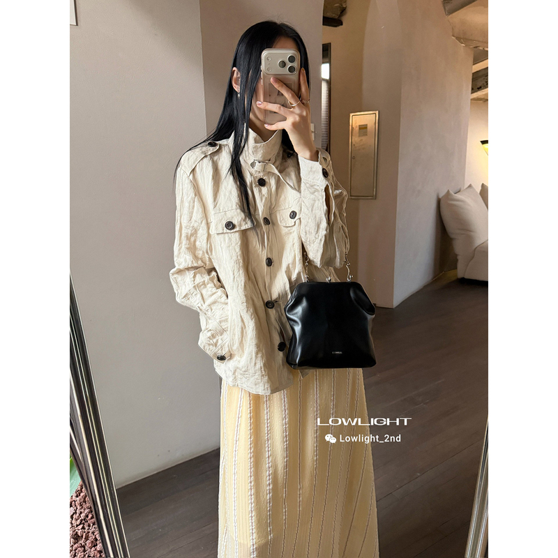 [in Stock] Cotemp 26Pf Workwear Simple Jacket Outerwear Pleated Pocket Skirt