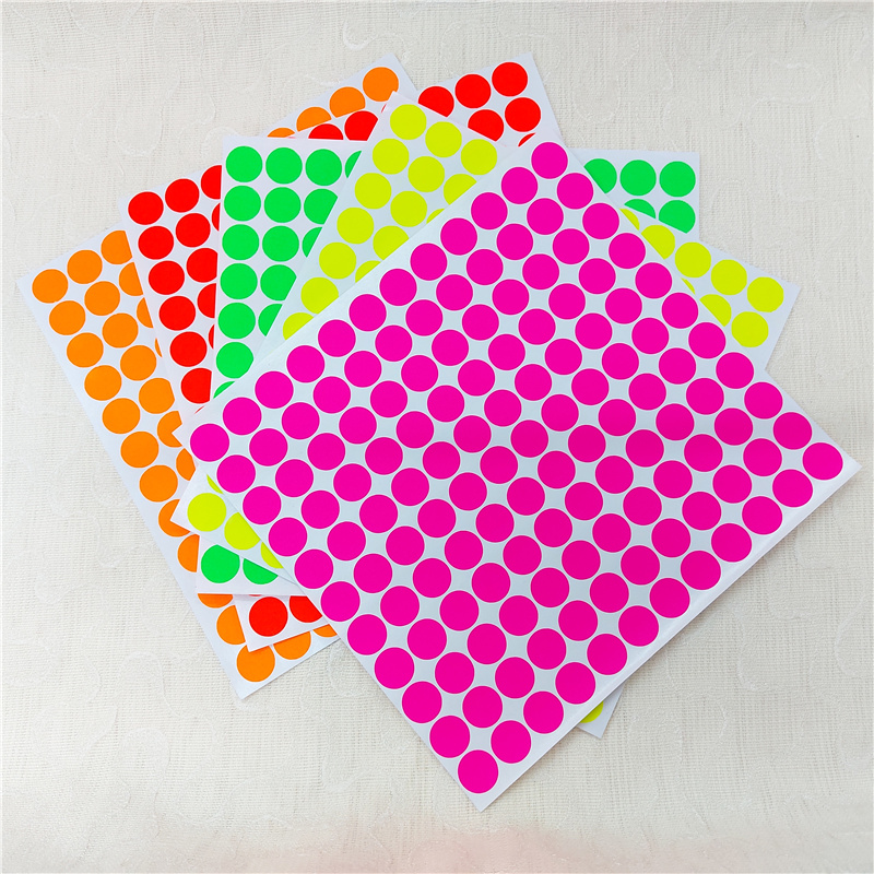Round adhesive labels Fluorescent Color Round Dot Color Classification Ticks Fluorescent Dots Stick label Mouth Fetch Paper