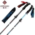 Ngoài trời trekking cực carbon siêu nhẹ telescopic khóa gấp mía thiết bị leo núi leo núi leo núi siêu ngắn xách tay Gậy / gậy