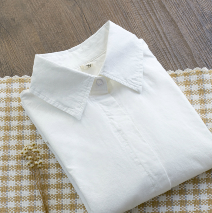 Autumn new pure cotton long-sleeved white shirt women's college style inner matching bottoming shirt shirt top simple professional wear
