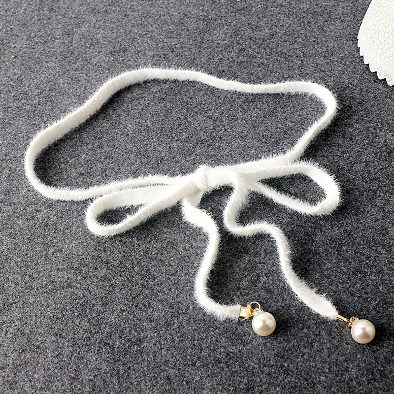 Knitted Rabbit Fur Belt for Women, Fine Decorative Dress Belt, Fashionable Versatile Fur Waist Rope, Simple Casual Sweater Waist Chain Accessory