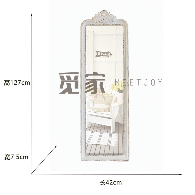JZ002 Châu Âu Pháp phong cách đồng quê trắng nổi gương thay đồ treo tường phù hợp gương sàn toàn thân gương - Gương gương bầu dục