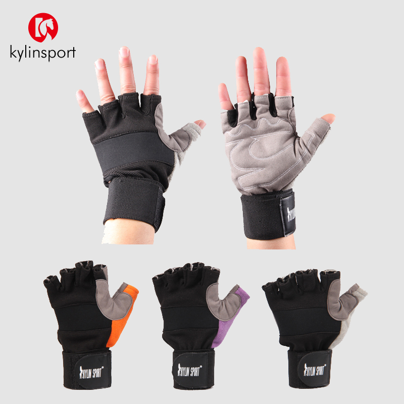 Fitness glove male and half finger sports jacket female apparatus training non-slip weightlifting lengthened wrist guard single lever glove
