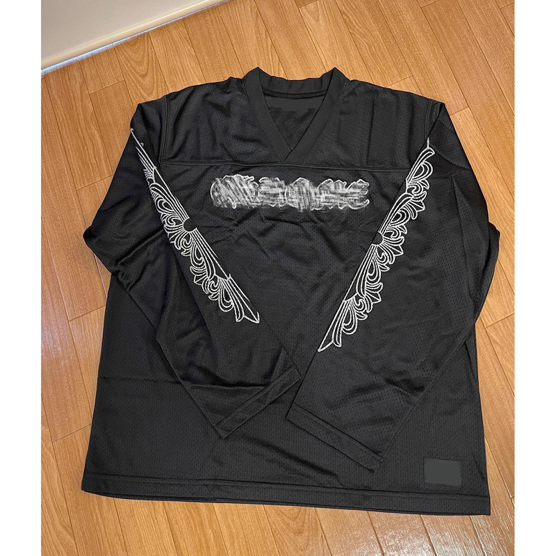 (in Stock) Self-Designed Sanskrit 33 Floral Mesh Fabric Sports Ice Hockey Jersey Long-Sleeve T-Shirt for Women and Short-Sleeve for Men Set