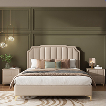 Light luxury leather bed modern minimalist designer minimal beds in red double bed small family-type side bed