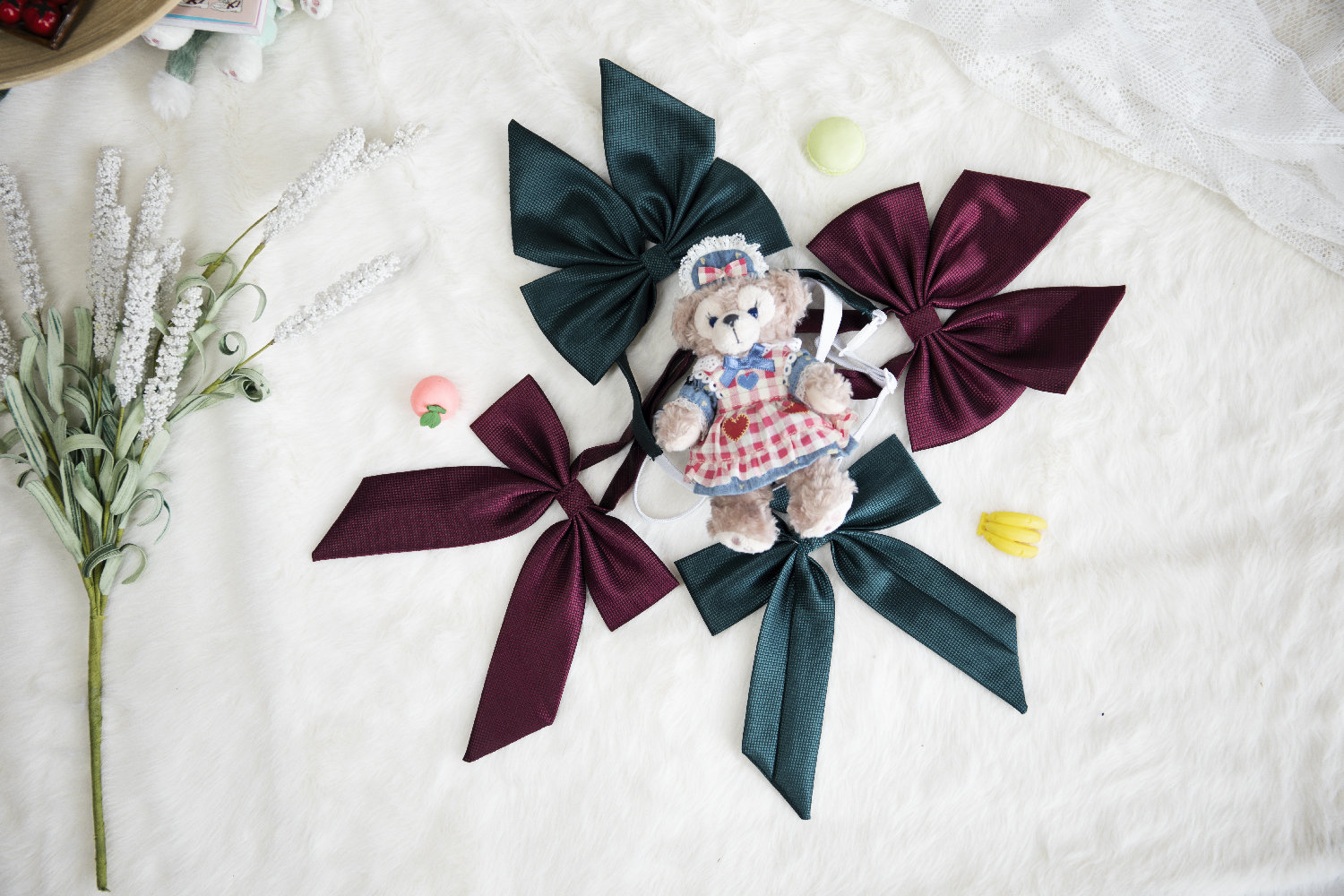 (Flower and Fog JK) Greentown fairy tale three-color bow tie spot small long handle JK small things