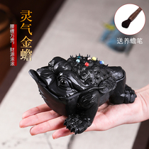 Yixing Purple sand tea pet ornaments Golden Toad fine handmade large tea play lucky three-legged toad tea utensils can be raised