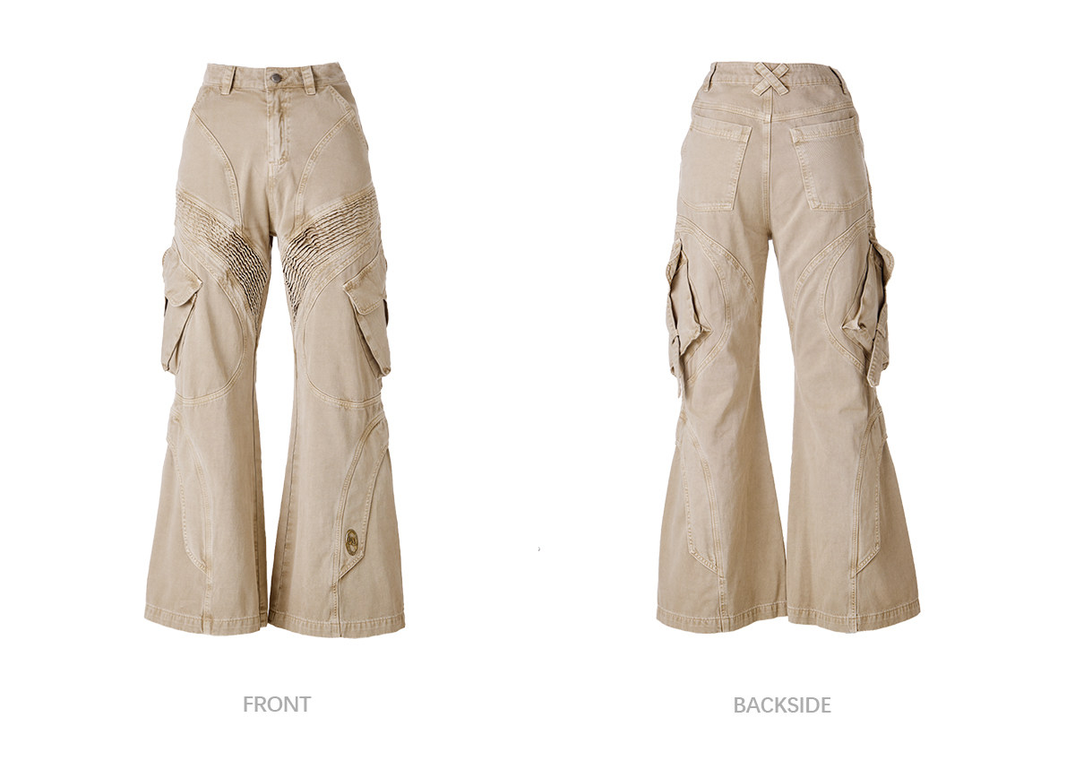 Obsessed! PEOPLESTYLE Vintage Irregular Pleat Cargo Pants, Subtle Flare - Detail image 2