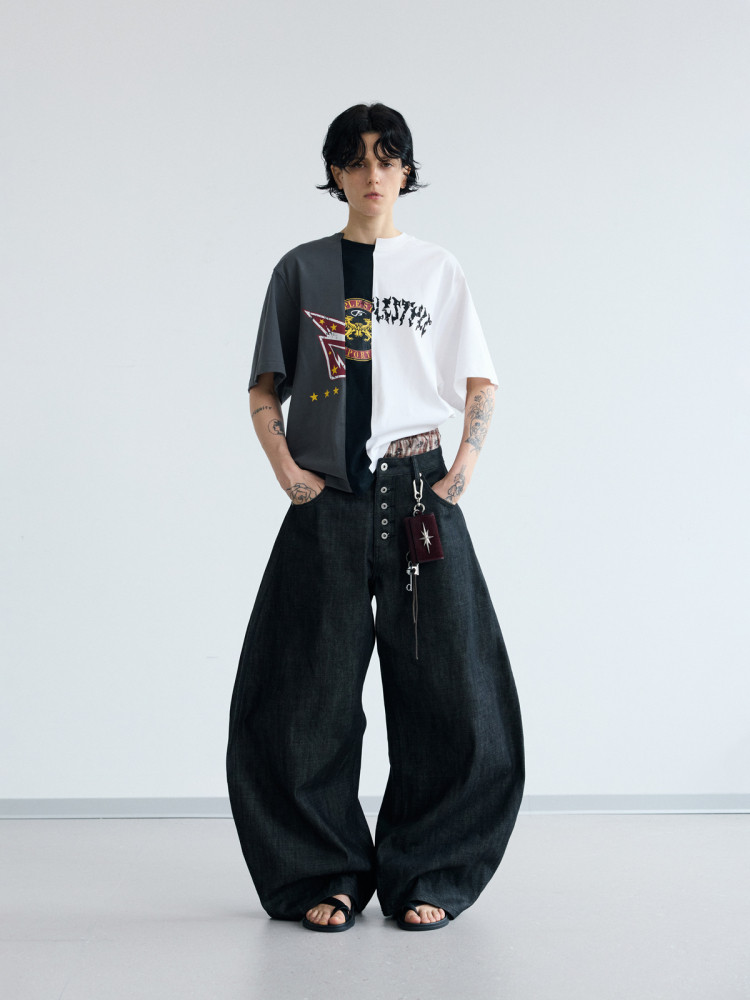 Peoplesense black raw denim wide-leg jeans: effortlessly stylish