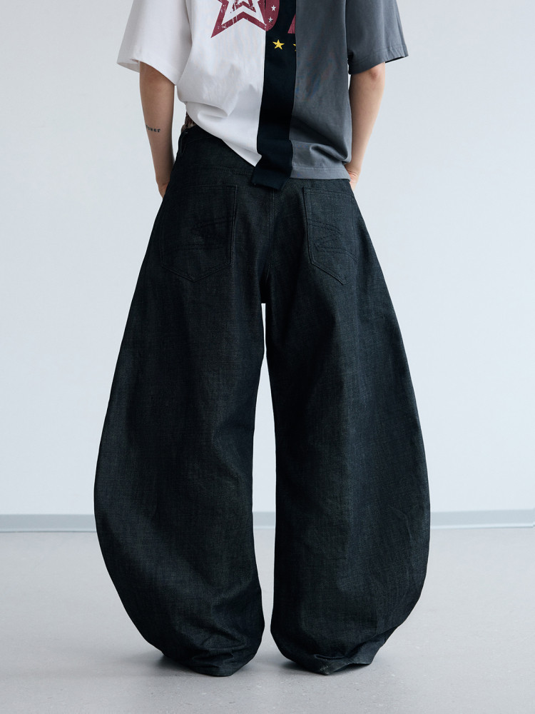 Peoplesense black raw denim wide-leg jeans: effortlessly stylish