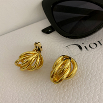 French Texture Celi Extremely Brief Lukewarm Golden Retro Hollowed-out Hollowed-out of Europe and America Ear Clip without earthy hole