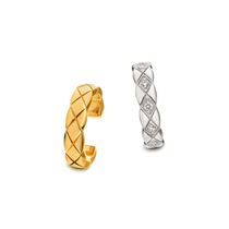 Fa-style rework Paris Fashion Week Liu Wen with a diamond-shaped plaid trendy gilded silver-hit and inlaid ear bone clips