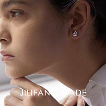 S925 Pure Silver sensation Design irregular silver Imitation Volcanic Lava Ore Head Mini Personality Earnail allergy