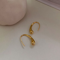 Legal Light Extravaganza American 18K Bag Golden Ins Wind Retro Chic Extremely Brief Ear Hook Drop Earrings Anti Allergy