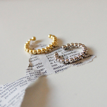 S925 pure silver Korean chic lukewarm wind personality brief about 100 hitch a small round ball transfer bead bean-bean opening ring ring