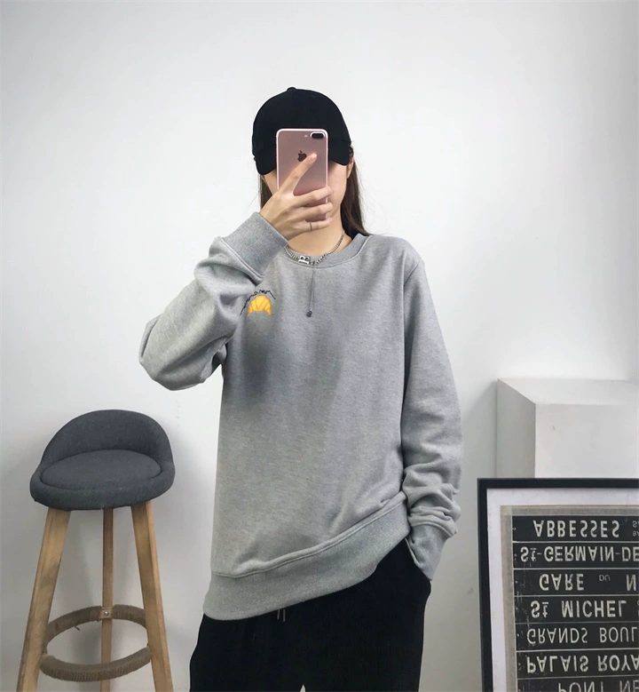 Áo len thêu nữ cổ tròn áo pull nữ phiên bản hàn quốc của áo bông dài tay màu trắng hàng đầu áo khoác mùa thu 2021 hợp thời trang mới - Áo len