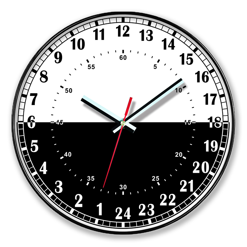 24-Hour Wall Clock with 24-Hour Scale 12inch Creative Modern Minimalist Wall Clock for Living Room, Day and Night