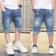 Quần short bé trai denim mùa hè mỏng trẻ em mặc quần trẻ em 2019 quần mới trong quần trẻ em lớn phiên bản Hàn Quốc của thủy triều - Quần jean