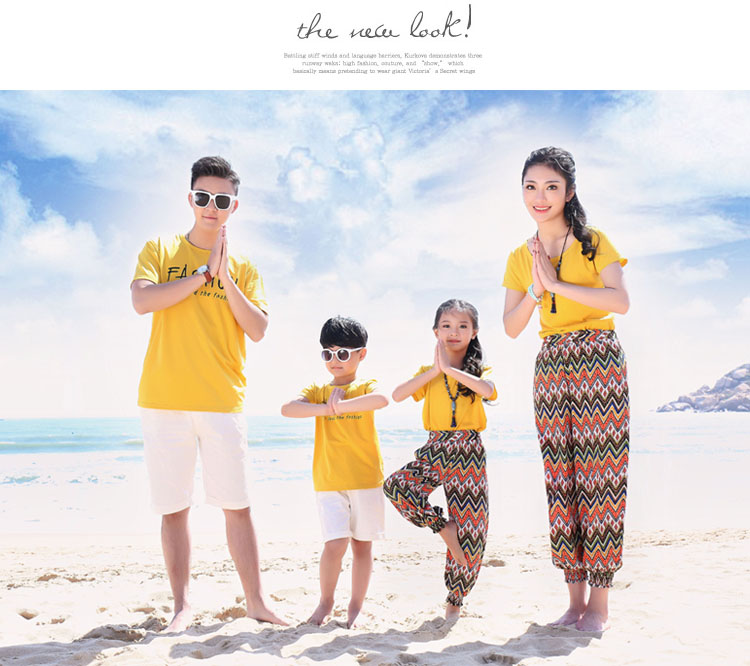 Mùa hè thân thiện với gia đình 2018 làn sóng mới gia đình ba kỳ nghỉ bãi biển phù hợp với gia đình mẹ và con gái áo đẹp mẹ và bé gái