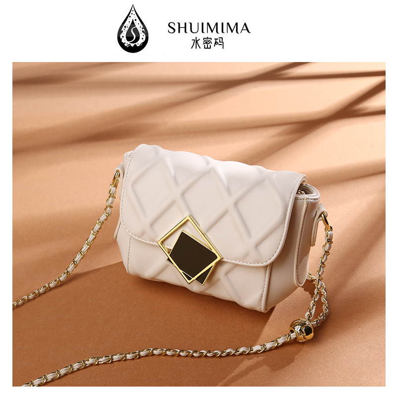 Whitewhite Superfire Bag female 2021 new pattern trend fashion Little golden ball Rhombic grid Chain package One shoulder Inclined shoulder bag summer