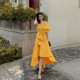 Retro French Oversized Bow Knot Backless Small Dress Female Minority Design Sling Front Short Front Back Long Swing Dress